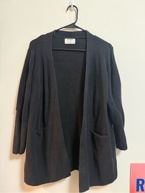 Old Navy Black Open-Front‎ Ribbed Cardigan with Pockets